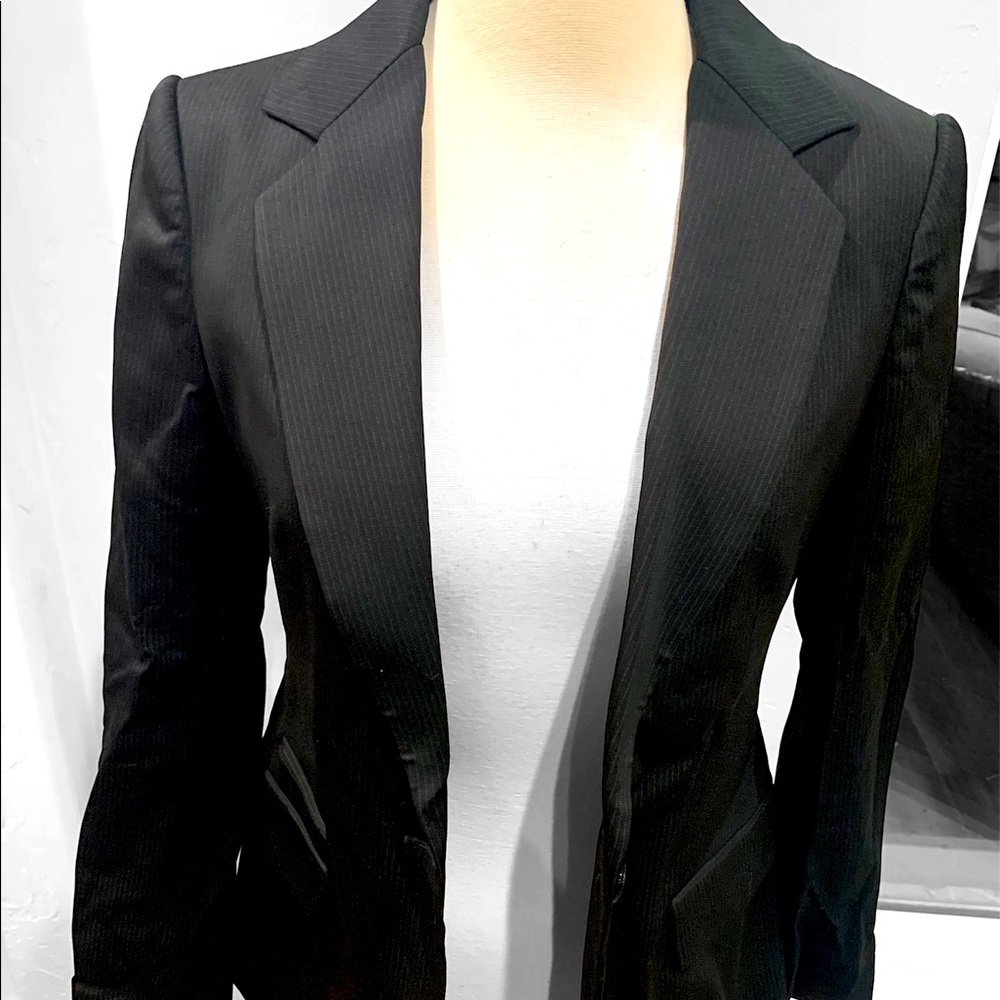 Massimo Dutti Black Blazer w/pinstripes